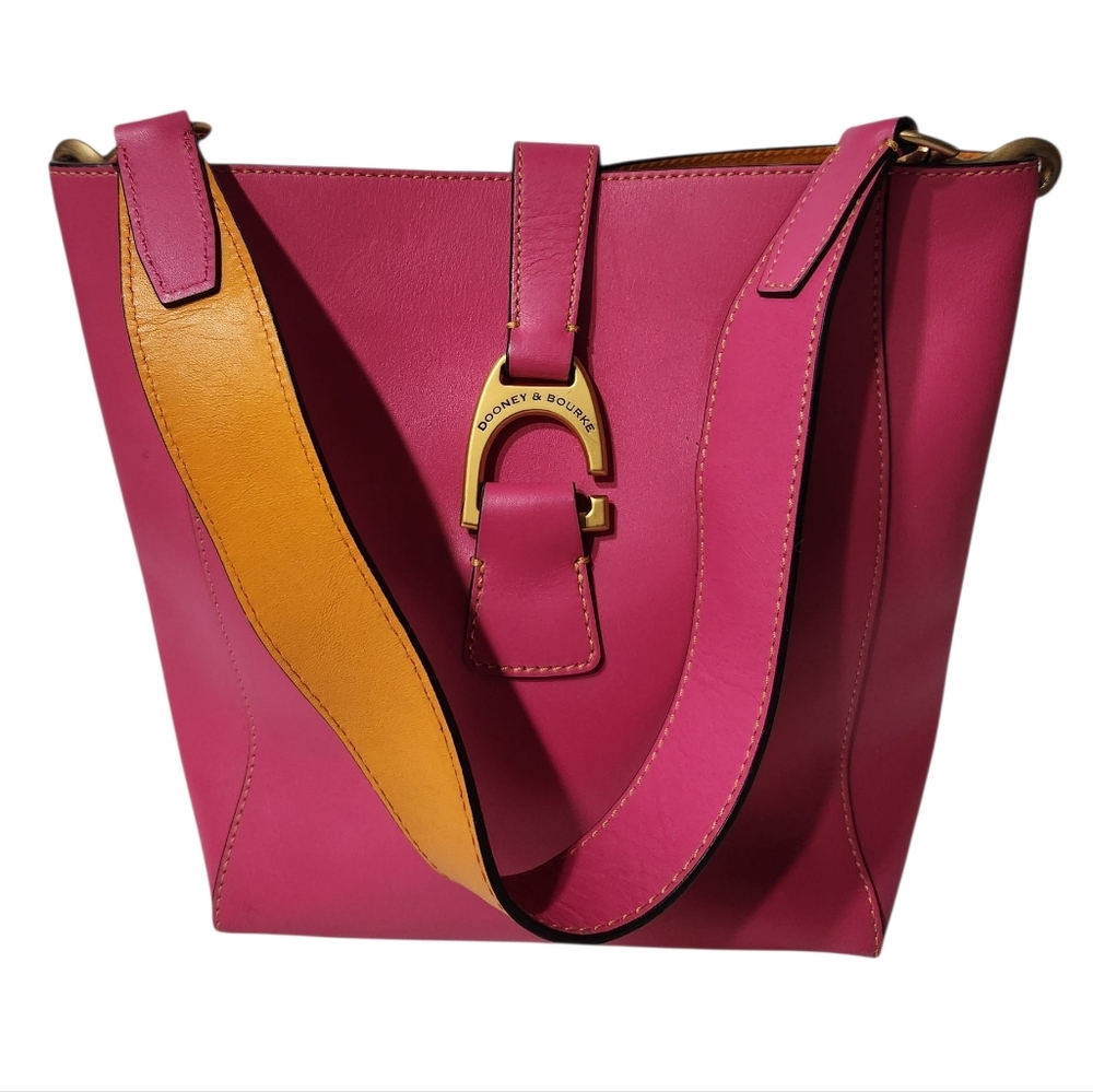 NEW Dooney & Bourke Brynn Emerson Fuschia & Orange Leather Shoulder Bag